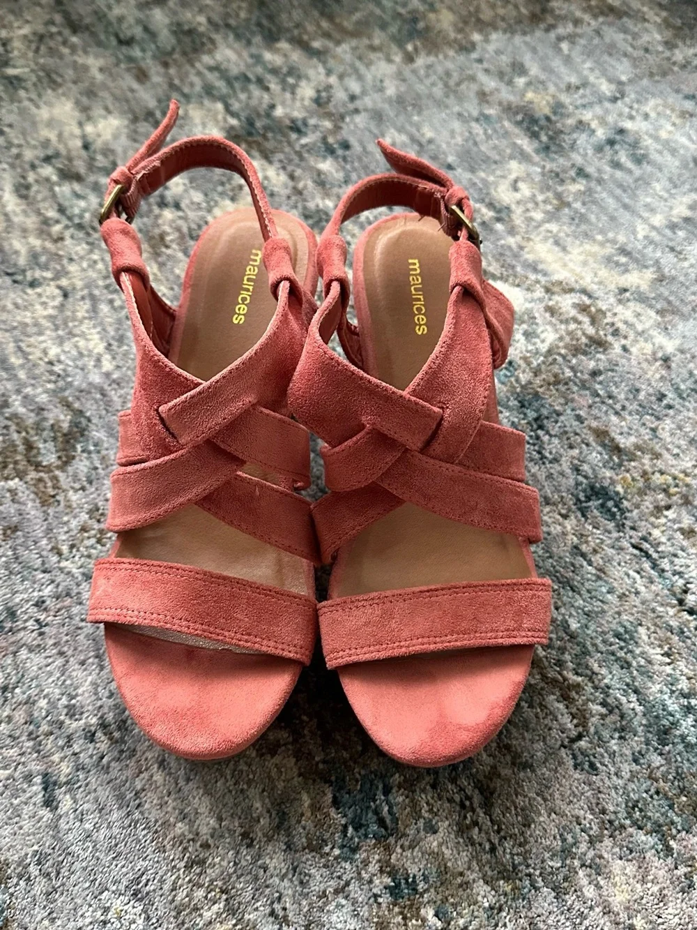 Maurices Dusty Rose Suede Platform Block Heels 9 1/2